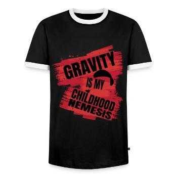 Gravity Is My Childhood Nemesis – Paragliding Fun - Männer Kontrast-T-Shirt - Schwarz/Weiß - Vorne - AI Model Female 172 light (172cm) & AI Model Male 178 light (178cm)