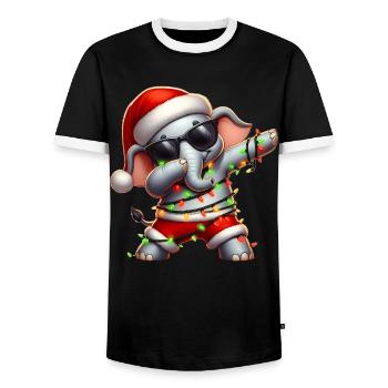 Polka Dot Elephant Sunglasses Cute Christmas - Men's Ringer Shirt - black/white - Front - AI Model Female 172 light (172cm) & AI Model Male 178 light (178cm)