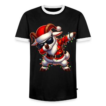 Polka Dot Goat Sunglasses Cute Christmas X - Men's Ringer Shirt - black/white - Front - AI Model Female 172 light (172cm) & AI Model Male 178 light (178cm)