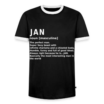 Jan Name Definition Design für stolze Jans - Männer Kontrast-T-Shirt - Schwarz/Weiß - Vorne - AI Model Female 172 light (172cm) & AI Model Male 178 light (178cm)