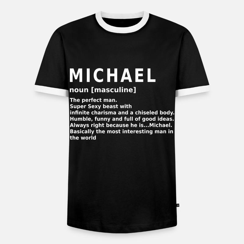 Michael Name Design - Men's Ringer Shirt - black/white