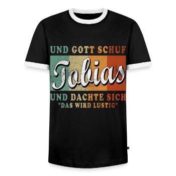 Tobias Name Spruch Design für stolze Tobias - Männer Kontrast-T-Shirt - Schwarz/Weiß - Vorne - AI Model Female 172 light (172cm) & AI Model Male 178 light (178cm)