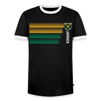 Jamaïque Jamaïque Rasta Raggea Drapeau Rastafari - T-shirt contrasté Homme - noir/blanc - Devant - AI Model Female 172 light (172cm) & AI Model Male 178 light (178cm)