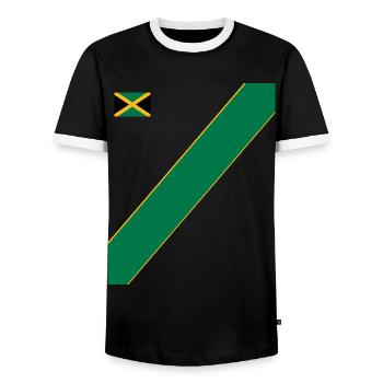 Jamaïque Jamaïque Rasta Raggea Drapeau Rastafari - T-shirt contrasté Homme - noir/blanc - Devant - AI Model Female 172 light (172cm) & AI Model Male 178 light (178cm)