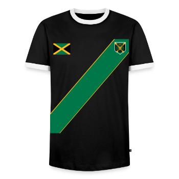Jamaïque Jamaïque Rasta Raggea Drapeau Rastafari - T-shirt contrasté Homme - noir/blanc - Devant - AI Model Female 172 light (172cm) & AI Model Male 178 light (178cm)