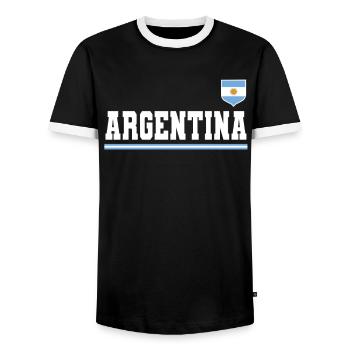 Argentinien Geschenk Argentina Argentine Flagge - Männer Kontrast-T-Shirt - Schwarz/Weiß - Vorne - AI Model Female 172 light (172cm) & AI Model Male 178 light (178cm)