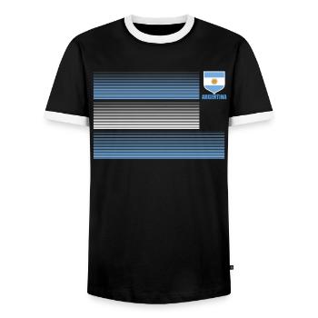 Argentinien Geschenk Argentina Argentine Flagge - Männer Kontrast-T-Shirt - Schwarz/Weiß - Vorne - AI Model Female 172 light (172cm) & AI Model Male 178 light (178cm)