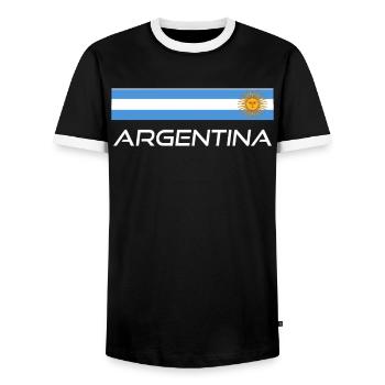 Argentine Cadeau Argentine Drapeau argentin - T-shirt contrasté Homme - noir/blanc - Devant - AI Model Female 172 light (172cm) & AI Model Male 178 light (178cm)