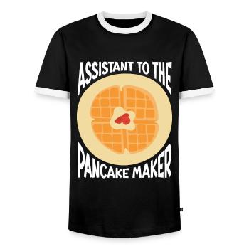 Pancakes Breakfast Food Lover - Men's Ringer Shirt - black/white - Front - AI Model Female 172 light (172cm) & AI Model Male 178 light (178cm)