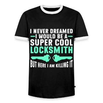 Locksmith Lockpicking Lockpicker - Men's Ringer Shirt - black/white - Front - AI Model Female 172 light (172cm) & AI Model Male 178 light (178cm)