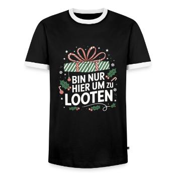 I'm just here to loot Christmas Gamer - Men's Ringer Shirt - black/white - Front - AI Model Female 172 light (172cm) & AI Model Male 178 light (178cm)