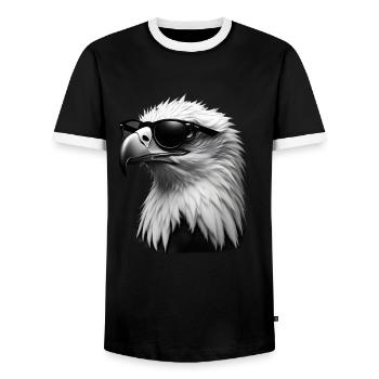 Eagle Sunglasses Animal Motif Art Eagle - Men's Ringer Shirt - black/white - Front - AI Model Female 172 light (172cm) & AI Model Male 178 light (178cm)