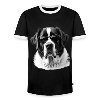 St. Bernard Sunglasses Animal Motif St. Bernard - Men's Ringer Shirt - black/white - Front - AI Model Female 172 light (172cm) & AI Model Male 178 light (178cm)