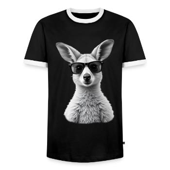Kangaroo Sunglasses Animal Motif Kangaroo - Men's Ringer Shirt - black/white - Front - AI Model Female 172 light (172cm) & AI Model Male 178 light (178cm)