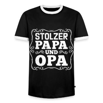 Großvater STOLZER PAPA UND OPA Lustiges Opi - Männer Kontrast-T-Shirt - Schwarz/Weiß - Vorne - AI Model Female 172 light (172cm) & AI Model Male 178 light (178cm)