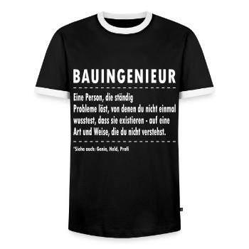 Ingenieur Maschinenbau Bauingenieur Definition - Männer Kontrast-T-Shirt - Schwarz/Weiß - Vorne - AI Model Female 172 light (172cm) & AI Model Male 178 light (178cm)