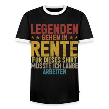 Légende de la retraite Drôle de pension Pension Retraité - T-shirt contrasté Homme - noir/blanc - Devant - AI Model Female 172 light (172cm) & AI Model Male 178 light (178cm)