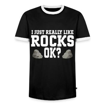 Rock Collector Geology Geologist - Männer Kontrast-T-Shirt - Schwarz/Weiß - Vorne - AI Model Female 172 light (172cm) & AI Model Male 178 light (178cm)