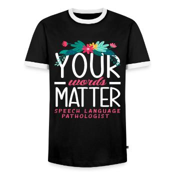 Deine Worte Zählen Sprachtherapeut - Männer Kontrast-T-Shirt - Schwarz/Weiß - Vorne - AI Model Female 172 light (172cm) & AI Model Male 178 light (178cm)