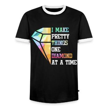 Accessories for Diamond Art Diamond Painter - Men's Ringer Shirt - black/white - Front - AI Model Female 172 light (172cm) & AI Model Male 178 light (178cm)