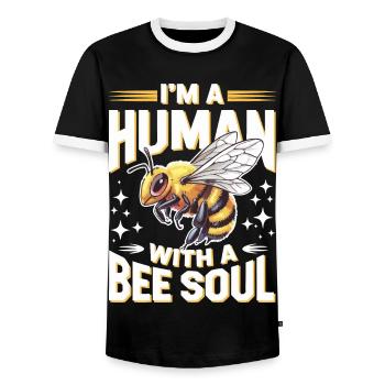 Honigbiene Imker Bienen Biene - Männer Kontrast-T-Shirt - Schwarz/Weiß - Vorne - AI Model Female 172 light (172cm) & AI Model Male 178 light (178cm)