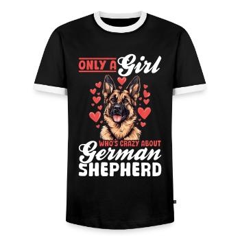 German Shepherd Dog Breed Only a Girl who - Männer Kontrast-T-Shirt - Schwarz/Weiß - Vorne - AI Model Female 172 light (172cm) & AI Model Male 178 light (178cm)