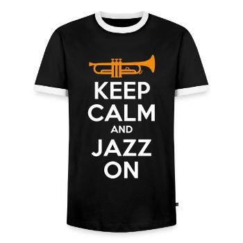 Keep Calm And Jazz On - Inspiration Musique Jazz - T-shirt contrasté Homme - noir/blanc - Devant - AI Model Female 172 light (172cm) & AI Model Male 178 light (178cm)