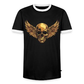 Crâne avec des ailes pour motards – Style de luxe noble - T-shirt contrasté Homme - noir/blanc - Devant - AI Model Female 172 light (172cm) & AI Model Male 178 light (178cm)