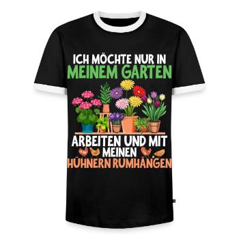Ich Will Nur In Meinem Garten Mit Hühnern Arbeiten - Männer Kontrast-T-Shirt - Schwarz/Weiß - Vorne - AI Model Female 172 light (172cm) & AI Model Male 178 light (178cm)