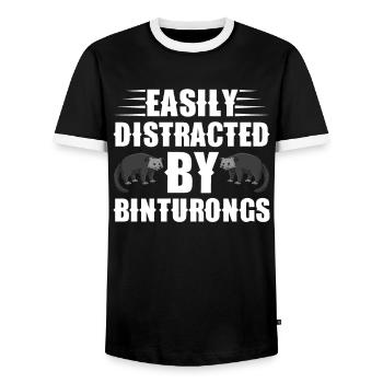 Binturong raton laveur ours rampant chat rampant - T-shirt contrasté Homme - noir/blanc - Devant - AI Model Female 172 light (172cm) & AI Model Male 178 light (178cm)