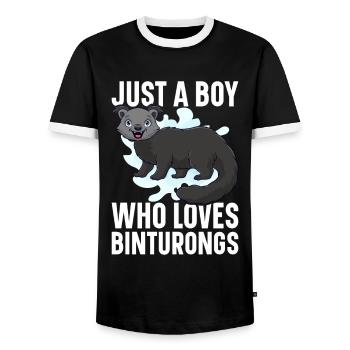Binturong raton laveur ours rampant chat rampant - T-shirt contrasté Homme - noir/blanc - Devant - AI Model Female 172 light (172cm) & AI Model Male 178 light (178cm)