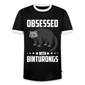 Binturong raton laveur ours rampant chat rampant - T-shirt contrasté Homme - noir/blanc - Devant - AI Model Female 172 light (172cm) & AI Model Male 178 light (178cm)
