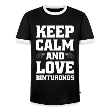 Binturong raton laveur ours rampant chat rampant - T-shirt contrasté Homme - noir/blanc - Devant - AI Model Female 172 light (172cm) & AI Model Male 178 light (178cm)