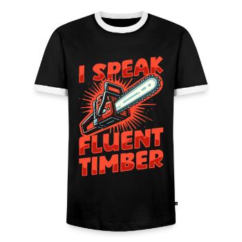 Wood chippers, forestry workers, lumberjacks - Men's Ringer Shirt - black/white - Front - AI Model Female 172 light (172cm) & AI Model Male 178 light (178cm)