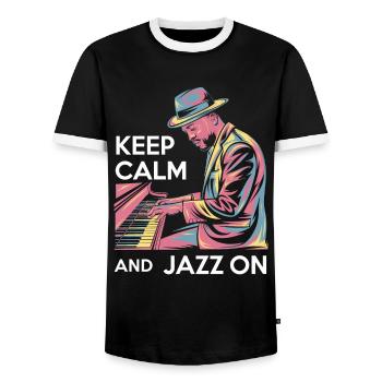Détendez-vous et profitez de la musique jazz - T-shirt contrasté Homme - noir/blanc - Devant - AI Model Female 172 light (172cm) & AI Model Male 178 light (178cm)