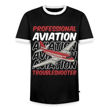 Flight Engineer - Men's Ringer Shirt - black/white - Front - AI Model Female 172 light (172cm) & AI Model Male 178 light (178cm)