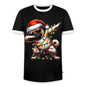 Tupfende Mops Hund Sonnenbrille Niedlich Weihnacht - Männer Kontrast-T-Shirt - Schwarz/Weiß - Vorne - AI Model Female 172 light (172cm) & AI Model Male 178 light (178cm)