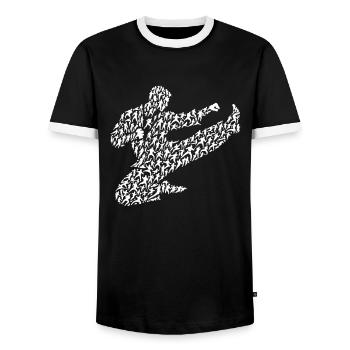 Karaté Karaté Combattant Arts Martiaux Shotokan - T-shirt contrasté Homme - noir/blanc - Devant - AI Model Female 172 light (172cm) & AI Model Male 178 light (178cm)