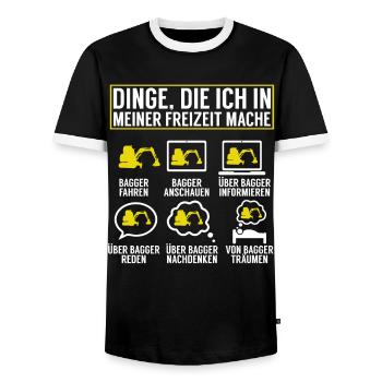 Baggerfahrer Lustige Bauarbeiter Beruf Excavator - Männer Kontrast-T-Shirt - Schwarz/Weiß - Vorne - AI Model Female 172 light (172cm) & AI Model Male 178 light (178cm)