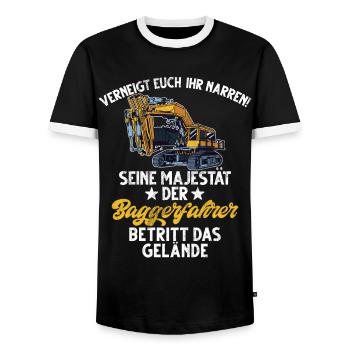Baggerfahrer Lustige Bauarbeiter Beruf Excavator - Männer Kontrast-T-Shirt - Schwarz/Weiß - Vorne - AI Model Female 172 light (172cm) & AI Model Male 178 light (178cm)