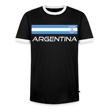 Argentine Cadeau Argentine Drapeau argentin - T-shirt contrasté Homme - noir/blanc - Devant - AI Model Female 172 light (172cm) & AI Model Male 178 light (178cm)