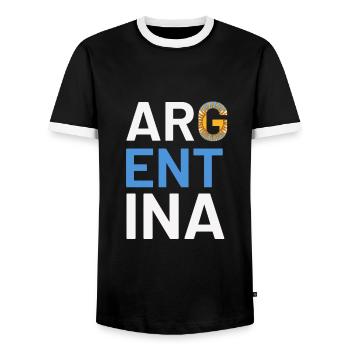 Argentinien Geschenk Argentina Argentine Flagge - Männer Kontrast-T-Shirt - Schwarz/Weiß - Vorne - AI Model Female 172 light (172cm) & AI Model Male 178 light (178cm)