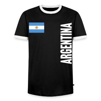 Argentinien Geschenk Argentina Argentine Flagge - Männer Kontrast-T-Shirt - Schwarz/Weiß - Vorne - AI Model Female 172 light (172cm) & AI Model Male 178 light (178cm)