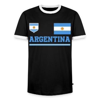 Argentinien Geschenk Argentina Argentine Flagge - Männer Kontrast-T-Shirt - Schwarz/Weiß - Vorne - AI Model Female 172 light (172cm) & AI Model Male 178 light (178cm)