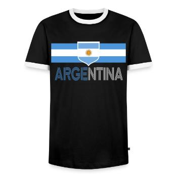 Argentinien Geschenk Argentina Argentine Flagge - Männer Kontrast-T-Shirt - Schwarz/Weiß - Vorne - AI Model Female 172 light (172cm) & AI Model Male 178 light (178cm)