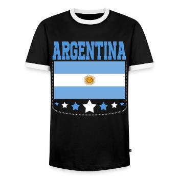 Argentinien Geschenk Argentina Argentine Flagge - Männer Kontrast-T-Shirt - Schwarz/Weiß - Vorne - AI Model Female 172 light (172cm) & AI Model Male 178 light (178cm)