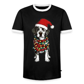 Chapeau de Noël Dalmatien Noël - T-shirt contrasté Homme - noir/blanc - Devant - AI Model Female 172 light (172cm) & AI Model Male 178 light (178cm)