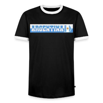 Argentinien Geschenk Argentina Argentine Flagge - Männer Kontrast-T-Shirt - Schwarz/Weiß - Vorne - AI Model Female 172 light (172cm) & AI Model Male 178 light (178cm)