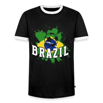 Brasilien Brazil shirt Brasilianer Rio de Janeirao - Männer Kontrast-T-Shirt - Schwarz/Weiß - Vorne - AI Model Female 172 light (172cm) & AI Model Male 178 light (178cm)