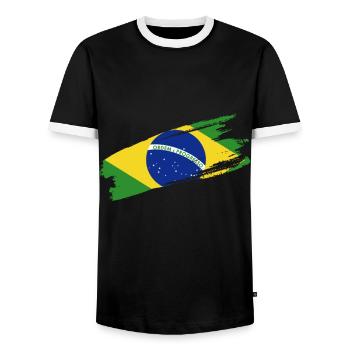Brasilien Brazil shirt Brasilianer Rio de Janeirao - Männer Kontrast-T-Shirt - Schwarz/Weiß - Vorne - AI Model Female 172 light (172cm) & AI Model Male 178 light (178cm)